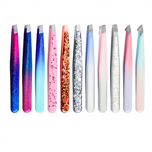 Pinzas de Acero Inoxidable para <span class=keywords><strong>Cejas</strong></span>, Juego de 96 Pinzas con Punta Inclinada para Depilación, Herramientas de Belleza - Product Image 1