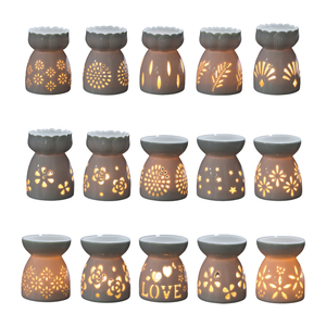 Grosir pembakar minyak esensial keramik Dekorasi bunga pola teh lilin ringan mencair hangat penyebar aroma aromaterapi - Product Image 1