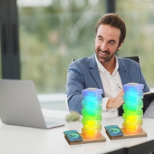 Lampe de bureau RGB avec fonction de changement de couleur sans fil, lampe de table tactile pour chevet, veilleuse à dégradé, décoration d'ambiance pour la maison - Product Image 5