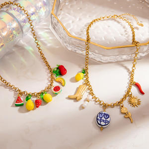 Collar con <span class=keywords><strong>Colgante</strong></span> de Fruta SUMMLY, Bonito, al por Mayor, Chapado en Oro de 18K, Acero Inoxidable, para Mujer, Joyería de Moda - Product Image 6