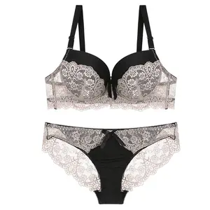 Set di reggiseni Sexy per reggiseni e mutandine di pizzo da donna reggiseni trasparenti sottili set di biancheria mutandine sexy