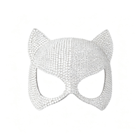 Costume de fête d'Halloween et de Noël pour femmes en plastique haut de gamme, semi-visage, avec diamants de renard, réutilisable, écologique et scintillant