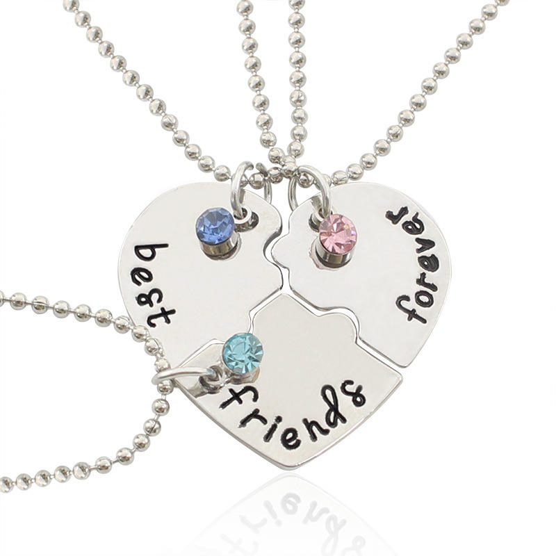 Personalized Gifts Best Friends Friendship Jewelry 2PCS Couple Necklaces  Enamel Puzzle Pendant Necklace