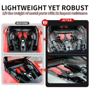 แผงห้องเครื่องยนต์คาร์บอนแห้งแบบ OEM ชุดเต็มสำหรับ Ferrari 488 GTB แผ่นปิดห้องเครื่องคาร์บอนเงา จัดส่งโดยตรง - Product Image 3