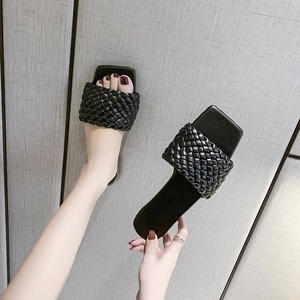 Sandalias de Mujer Transpirables, Tejidas, con Punta Cuadrada, Planas, Antideslizantes, con Suela de Goma, Ligeras, Casuales, para la Playa - Product Image 2