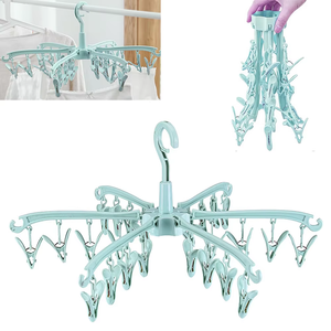 Nuevo tendedero plegable de 24 pinzas, colgador giratorio a prueba de viento para secar calcetines y ropa interior, estante de almacenamiento para el hogar, tendedero de lavandería, Dropshipping - Product Image 1