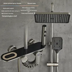 Robinet <span class=keywords><strong>de</strong></span> <span class=keywords><strong>douche</strong></span> mural moderne en laiton poli avec thermostat numérique, affichage numérique, jet doux, poignée unique et <span class=keywords><strong>curseur</strong></span> pour salle <span class=keywords><strong>de</strong></span> bain - Product Image 6