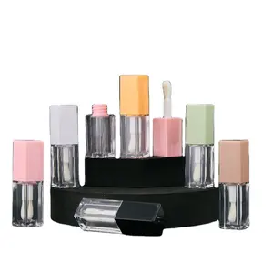 DX Private Label Plastic Cosmetic Tube Packaging Custom Logo 5 Ml Lip Gloss Packaging Lipgloss Wand Tubes With Big Brush
