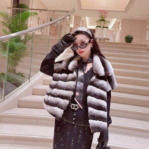 <span class=keywords><strong>Gilet</strong></span> <span class=keywords><strong>sans</strong></span> manches pour <span class=keywords><strong>femme</strong></span> en fourrure d'animal véritable, coupe-vent, décontracté, moelleux, fourrure finement texturée, veste extérieure - Product Image 4