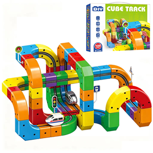 123 PCS Flexible <b>Race</b> <b>Track</b> Building Set DIY Assembly STEM Educational Toy with Electronic Train and Cube Blocks - Product Image 1