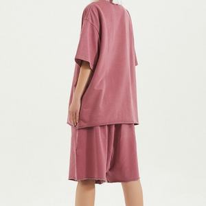 Shorts de travail vintage pour hommes de haute qualité, décontractés, en coton, athlétiques, en molleton français, uni, bord brut, lavage à l'acide, respirant, écologique - Product Image 2