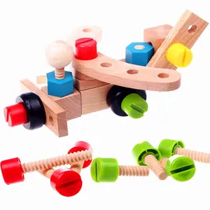 2023 FQ brand new design 40pcs wooden nut car popular hot sale toys for kids wooden tools box