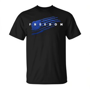 T-shirt Freedom bleu, motif drapeau américain, fierté patriotique, style vieilli - Product Image 2
