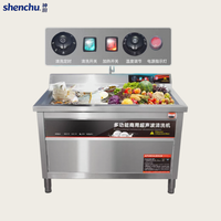 Commerciële automatische motor aangedreven fruit- en groentewasmachine met circulerend water en ozonsterilisatie voor kantines