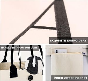 Sac fourre-tout personnalisé avec logo imprimable, grand sac de plage en toile monogrammé pour femme - Product Image 3