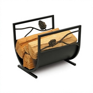 Support de stockage de bois de chauffage de couleur noire de fer taille et forme personnalisées cheminées porte-bûches pour accessoires de foyers - Product Image 1