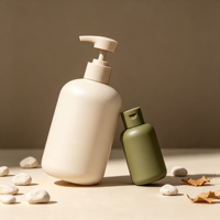 Bouteille vide en HDPE de 100/300/500 ml pour gel douche, shampoing, bouteille ronde en plastique, bouteille au toucher doux avec pompe à pression