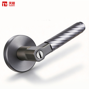 Poignée de porte en acier inoxydable torsadée Tianyi avec levier de verrouillage, rosette ronde, serrure à clé, quincaillerie moderne pour chambre à coucher - Product Image 1