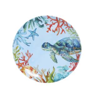 Nouvelle série Ocean, vaisselle en mélamine écologique sans BPA, assiette tortue de mer pour fête, assiettes rondes personnalisées - Product Image 1