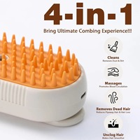 Peigne et masseur de brosse à vapeur en silicone rechargeable électrique portable 4 en 1 pour le bain des chiens et des chats et l'épilation des animaux domestiques