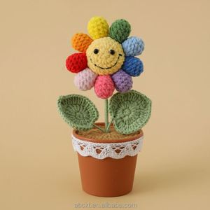 Maceta de Girasol Sonriente Tejida a Crochet, Hecha a Mano, Mini Maceta de Girasol de Ganchillo - Product Image 5