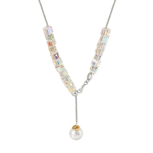 Wholesale Fashion Jewelry Necklace High Quality <b>Copper</b> <b>Chain</b> Crystal Stone Pearl Pendant Necklace for Women Girls - Product Image 1
