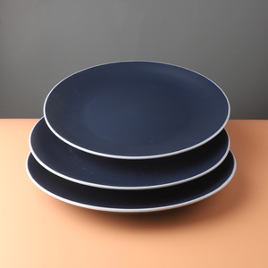 Piatto da portata in ceramica blu rotondo da 10,5 pollici in gres per pizza, stile chinaware, prezzo di fabbrica - Product Image 3