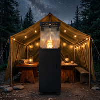 Chauffe-terrasse au gaz certifié CE 38000 BTU, tour de chaleur extérieure au propane GPL avec panneaux en verre pour restaurants et jardins