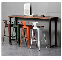 Tabouret de bar moderne et minimaliste en fer forgé et bois massif avec dossier, personnalisable, pour usage commercial, chaise haute pour comptoir de caisse à domicile
