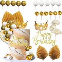 Kit de Décoration de Fête d'Anniversaire pour Enfants : Couronne de Perles Dorées, Éventail Pliant Bohème Palmier, Feuille de Ginkgo – Vente en Gros