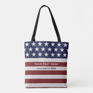 Borsa Tote rossa bianca blu bandiera USA giorno dell'indipendenza borsa della spesa in cotone doppia stampa patriottica July 4 ° borsa Tote personalizzata - Product Image 2