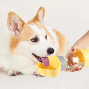 Garrafa de água portátil 2 em 1 para cães, à prova de vazamentos, 350ml, recipiente para alimentar cães, tigelas para passear, comida para animais de estimação