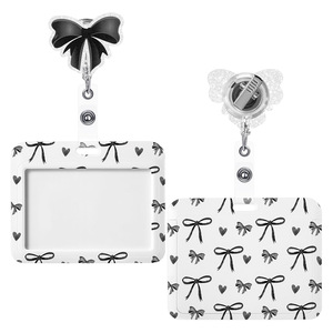 Étui à cartes horizontal rose à motif nœud avec boucle rotative <span class=keywords><strong>extensible</strong></span> et facile à retirer pour <span class=keywords><strong>badge</strong></span> - Product Image 5