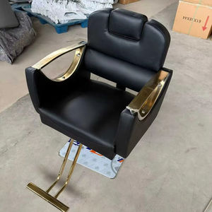 Chaise de barbier professionnelle personnalisable, couleur or, base réglable en hauteur, inclinable, pour salon de coiffure - Product Image 3