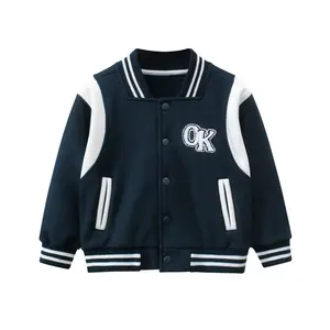 Wholesale Thick Cotton 9Y Kids Bomber Jackets Fleece Black Toddler Boys Unisex Baseball Coats