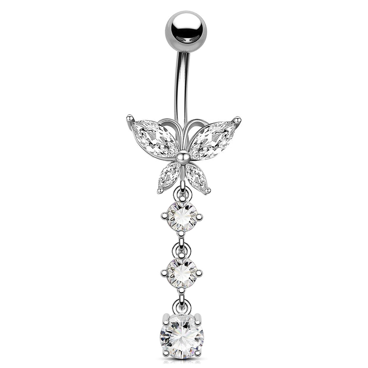 Butterfly pendant tassle silver