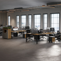 Ensemble de mobilier de bureau partagé moderne, modulaire, convertible et extensible en panneaux de bois, prix de gros, provenant du Guangdong, Chine