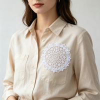 Patch en dentelle brodée ronde blanche, applique florale ajourée pour vêtements, décoration de table, mariage et loisirs créatifs