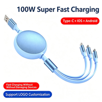 Cable de Carga Múltiple 3 en 1, Cable de Carga Retráctil para Automóvil con Puertos Tipo C/L/Micro USB para iPhone