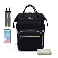Lequeen USB Rucksack Windel Organizer für Frauen Mutterschaft Windel tasche Windel Wickel auflage für Kinderwagen Mumie Mutterschaft