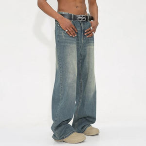 TOPSHOW DENIM Custom Baggy Jeans Herren Lose übergroße Hose mit weitem Bein und boden langer, gerader Jeans Vintage Herren jeans - Product Image 5