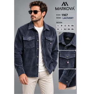 Chemise d'extérieur pour homme MARKOVA, style 1167, couleur marine, tissu tissé, hiver, anti-rides, respirante, première qualité, best-seller - Product Image 1
