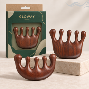 <span class=keywords><strong>Pettine</strong></span> da Massaggio in Legno di Sandalo Dorato OEM con Cinque Punte a Sfera, Spazzola per Massaggio del Cuoio Capelluto, <span class=keywords><strong>Pettine</strong></span> Gua Sha per la Cura Quotidiana dei Capelli - Product Image 1