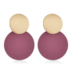 New Trendy Women Stud Earrings 8 Color Available Simple Button Shaped Design Modern Girl Accessories Earrings