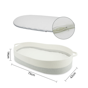 Knitted Nursery Oval Changing Table Organizer Cotton Rope <strong>Moses</strong> Changing <strong>Basket</strong> with Pad - Product Image 3