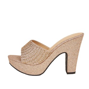 Mules de Plataforma con Tacón de Cuña y Pedrería para Mujer, Sandalias de Tacón Alto con Punta Abierta y Brillo para Fiesta, Boda, Uso Diario - Product Image 5