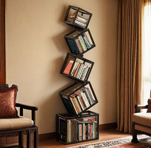 رف كتب إبداعي غير منتظم الشكل من الحديد، رف تخزين قائم بذاته للزاوية، مكتبة بسيطة عمودية لغرفة المعيشة - Product Image 5