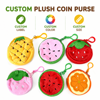 Porte-monnaie en peluche mignon en forme de fruit, porte-clés, mini sac à fermeture éclair de 8 cm pour écouteurs, pochette de rangement Kawaii pour filles et enfants