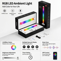 Lámpara de Esquina Inteligente RGBIC LED con Control por Aplicación Tuya WiFi y Sincronización Musical para Iluminación Ambiental en Salas de Juego