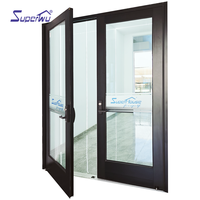 Porte d'urgence en aluminium Superwu avec barre anti-panique, double vitrage trempé, persienne PTAC et fenêtre panoramique